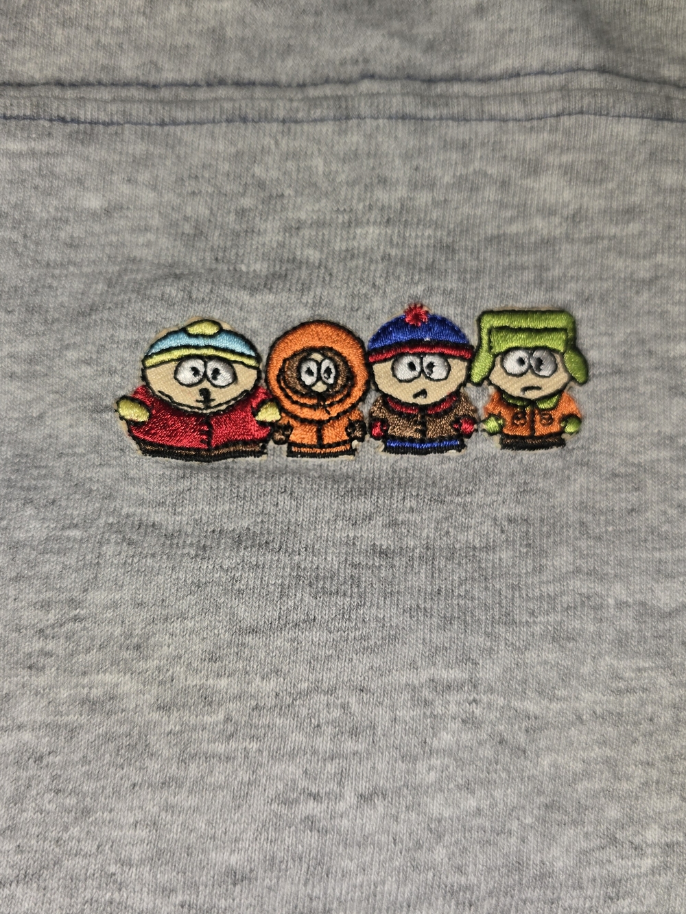 Vintage Gray 1998 Embroidered Ringer V-Neck Short Sleeve Tee with Navy Trim